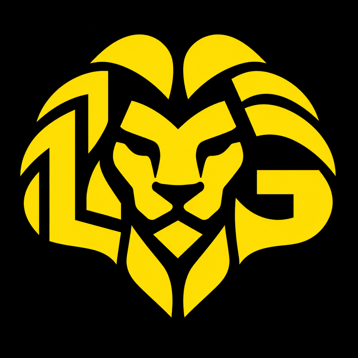 Leão amarelo da LeoGym com L e G integrados